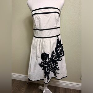 Speechless Strapless Dress Size 9 White with‎ Black Flowers Mini Back Zipper
